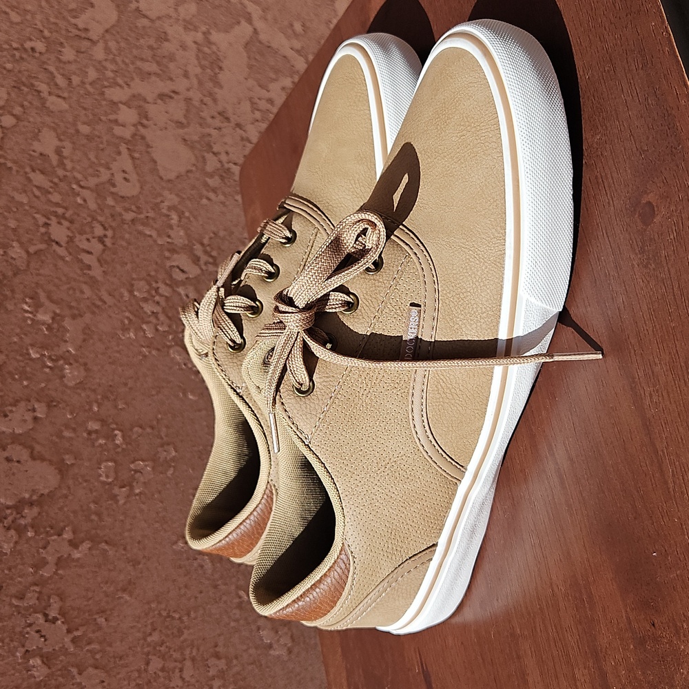 Dockers Tan Faux Leather Lace-up Sneakers Tennis Shoes 8.5 - Picture 1 of 10